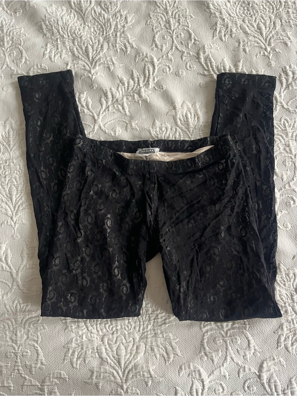 Black Lace Lined Leggings Large